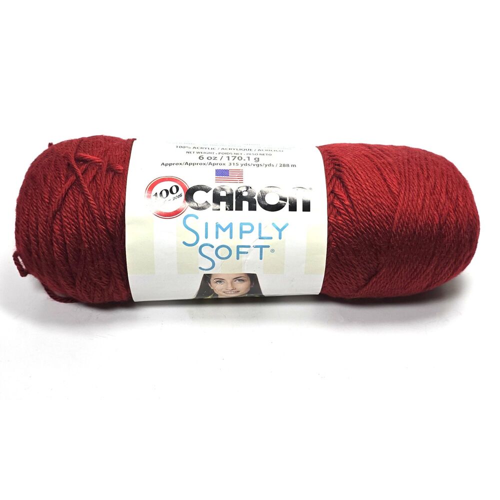 Caron Autumn Red Acrylic Yarn Skein Simply Soft 4 Weight 6 oz 315 Yds Wash Dry